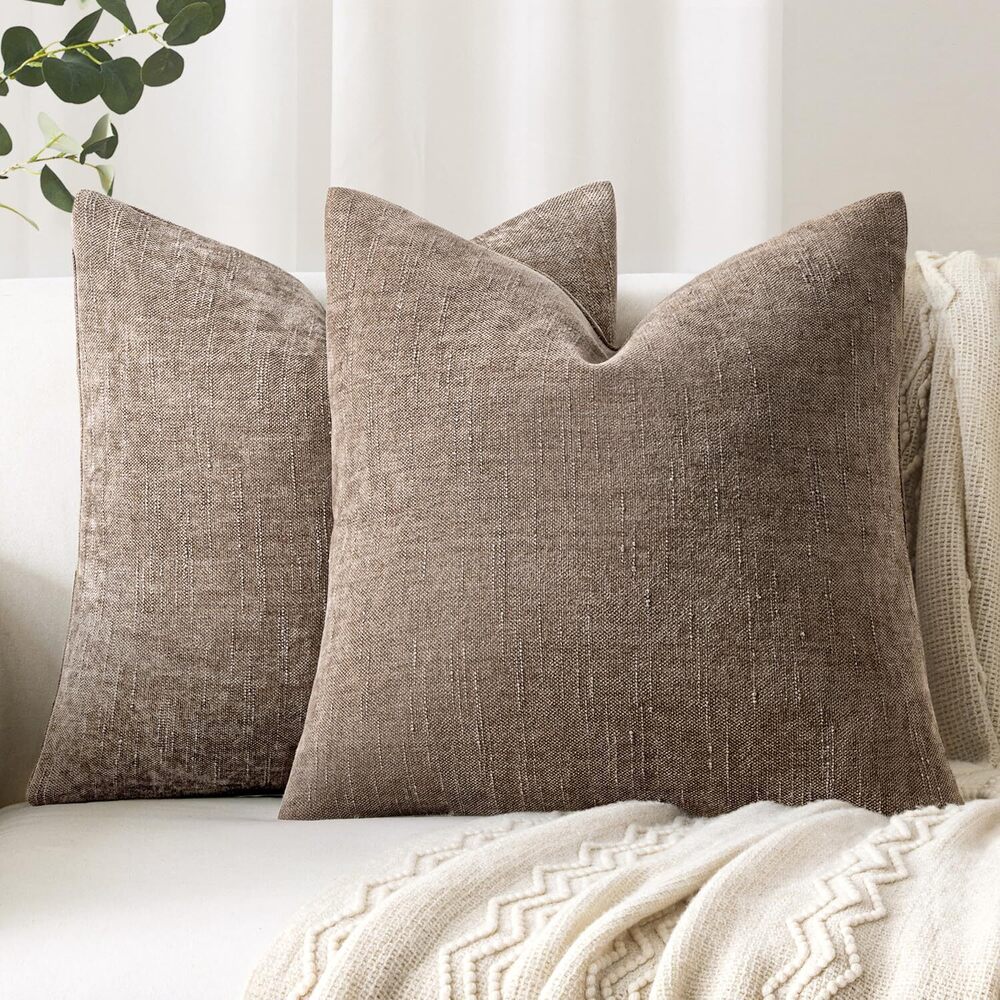 7247 Set of 2 Textured Throw Pillow Covers Decorative Soft Accent Square
